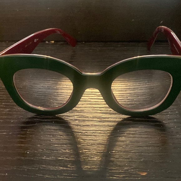 Celine eyeglasses green w/burgundy - Picture 1 of 4